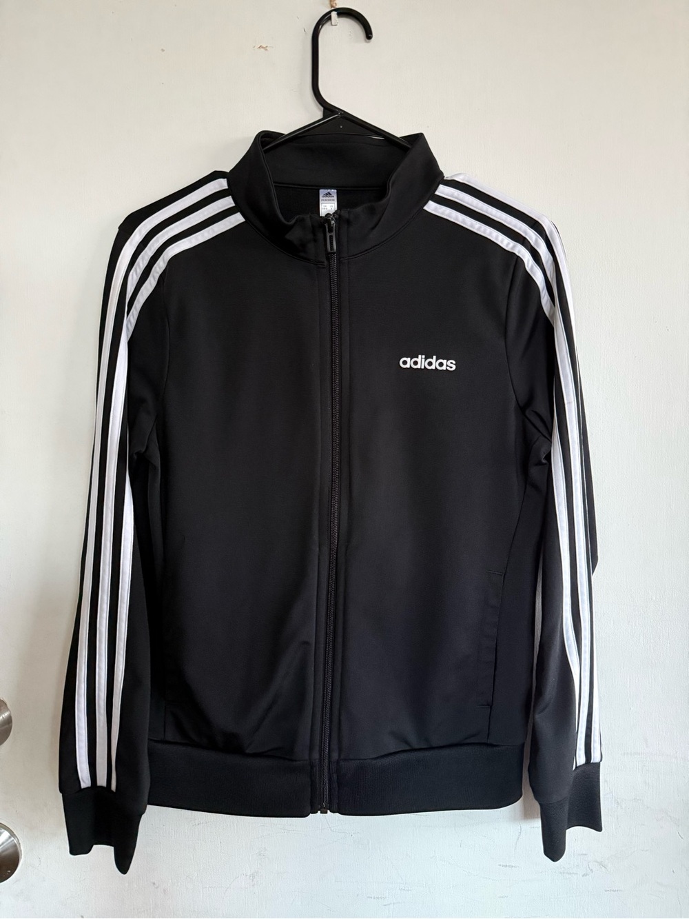 adidas Black Jacket with White Three-Stripes